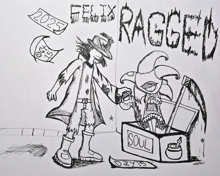 Ragged(破舊的/不整齊的)兩個未命名的原創角色。