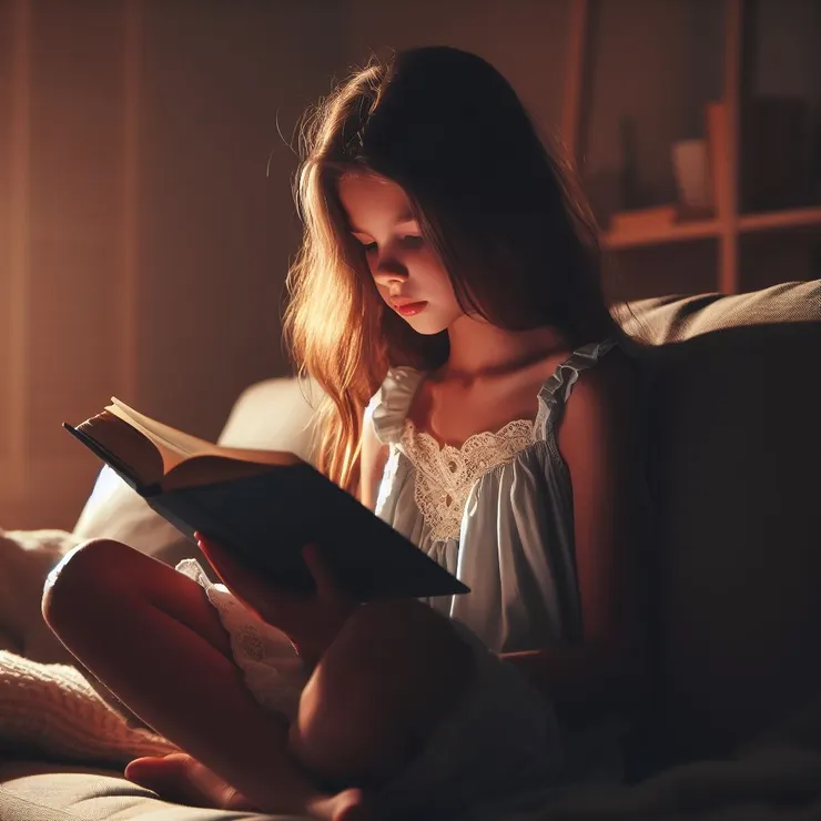 AI生圖-女孩燈下夜讀