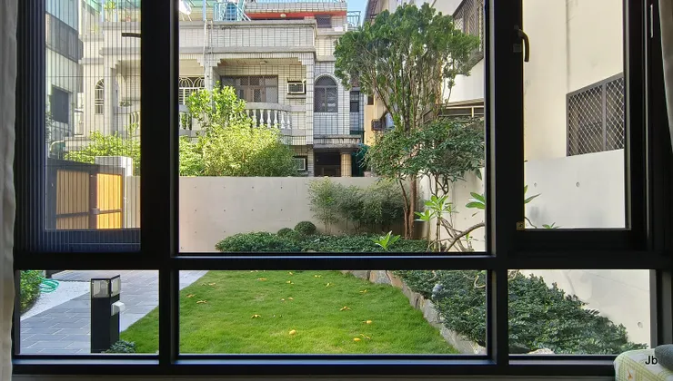 從客廳觀賞主樹與它統領的庭園