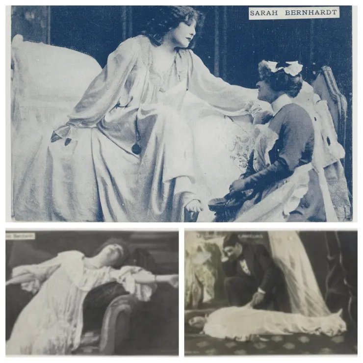 莎拉在《茶花女》中扮演巴黎交際花瑪格麗特（Marguerite Gautier）。下方兩張劇照為最終幕，瑪格麗特病重瀕死，男主阿爾芒（Armand）終於趕回來到她的床邊，見到了她最後一面。