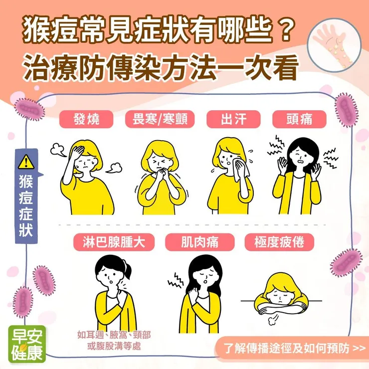M 痘七大典型症狀，跟天花非常類似，同樣都是接觸傳染