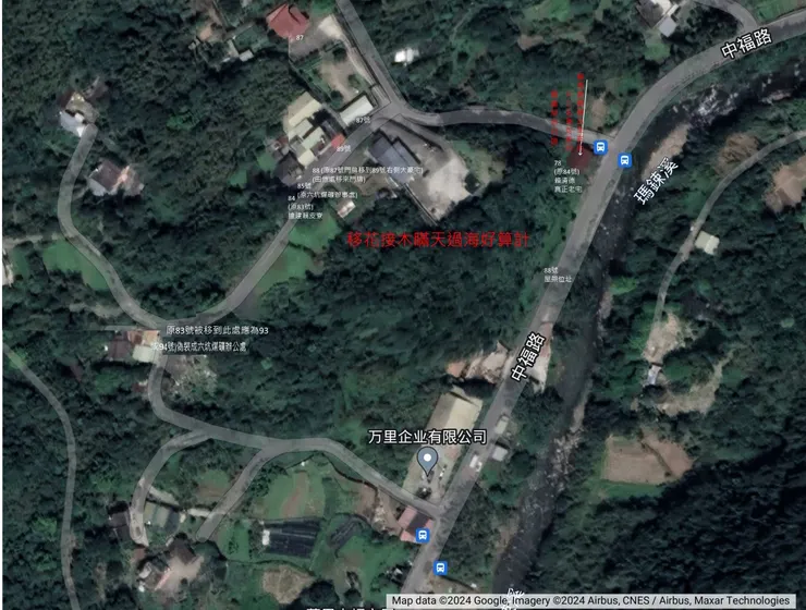 萬里六坑煤礦與賴家違建示意圖