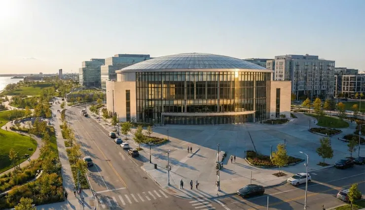 Visualización arquitectónica exterior creada desde flujo de trabajo en Revit