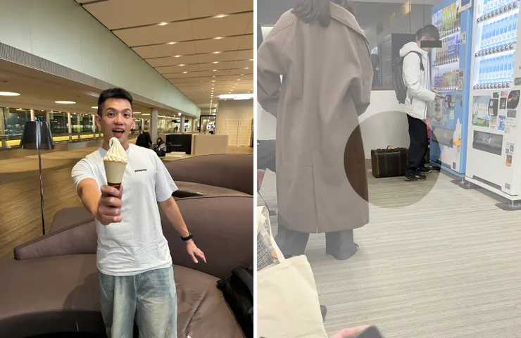 在候機室居然看到有人在哈利波特影城買復古行李箱當登機箱，好聰明!!