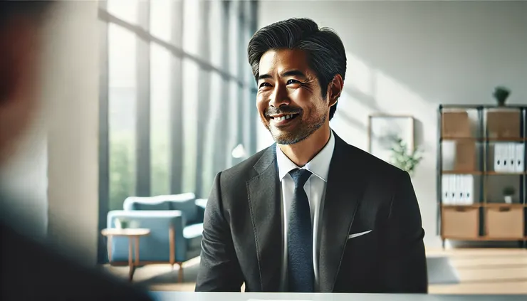 中高齡男性在面試中自信表現