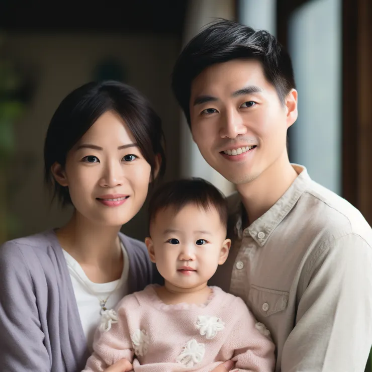 父母開心的與心愛的孩子一起合照