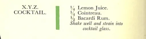 1930 : The Savoy Cocktail Book - XYZ