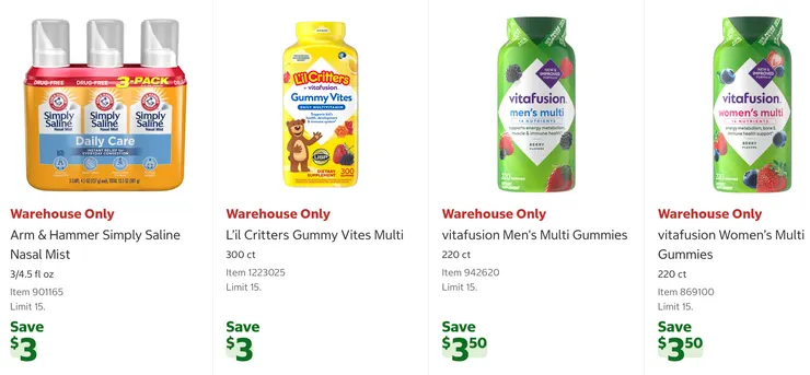 鼻噴劑 $18.65、兒童維他命小熊軟糖 $10.77、成人綜合維他命軟糖 $10.49。