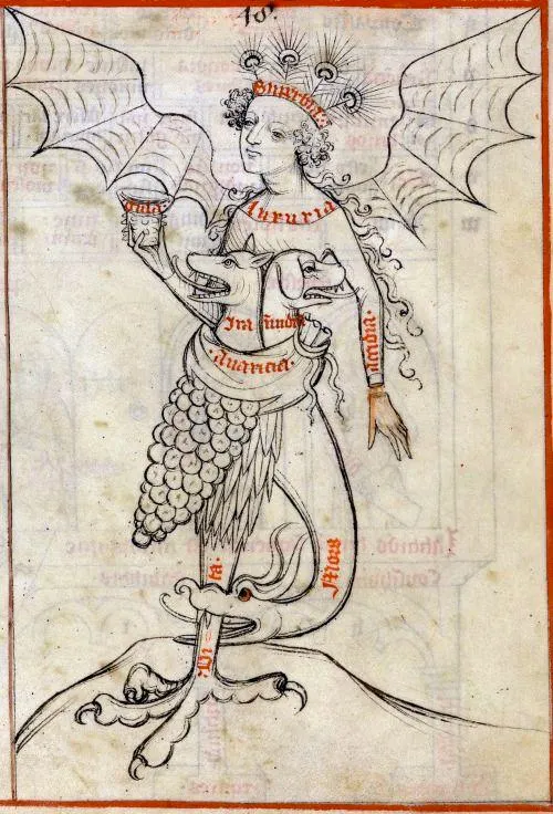 Biblia pauperum中的七宗罪寓意畫 