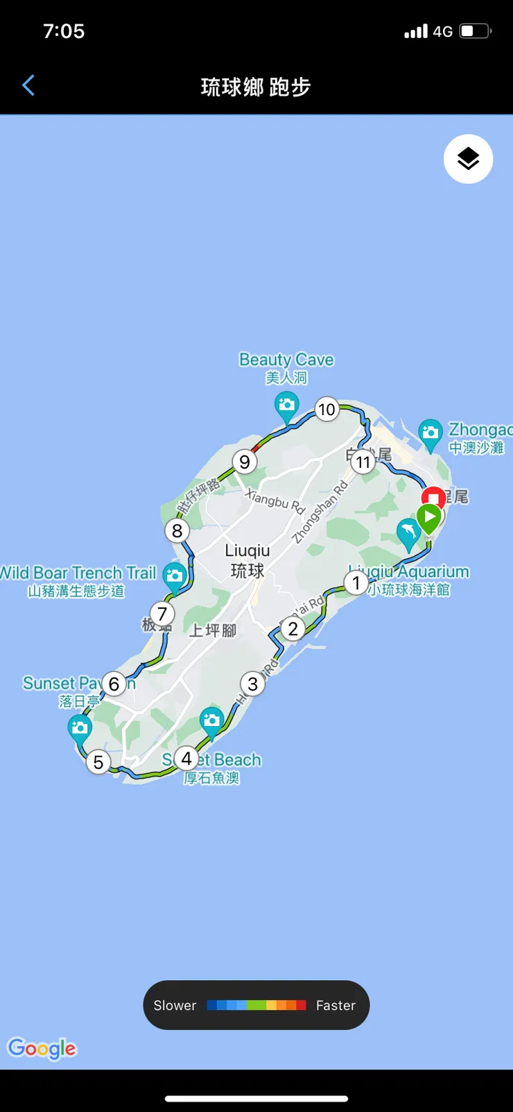 很完美的環島路線，一圈大大的。