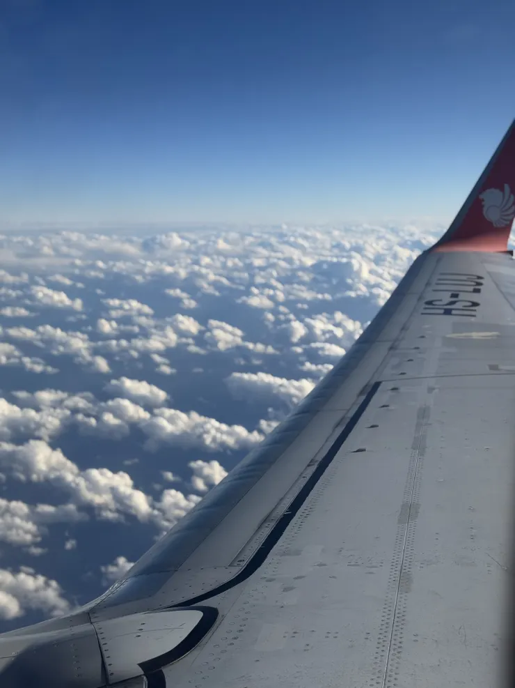 高空處，美麗不安的心情，隨著機翼升起降落