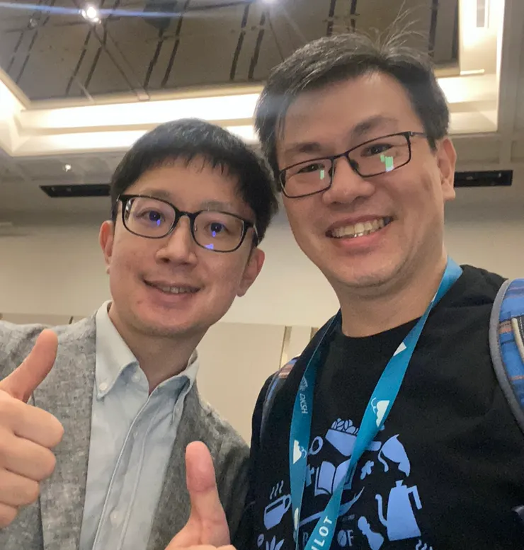 趁機與國際評審們相見歡,左為日本2016烘焙冠軍近藤啟Kondo Hiraku,與中二店曾多次於評鑑活動共事。