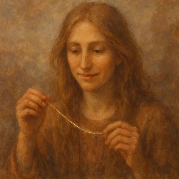 Jane holds a delicate thread between her fingers, its color shifting with every remembered name. With each smile she draws from the tapestry of recollections, the thread grows stronger, weaving itself into a vibrant patchwork of light and sound.