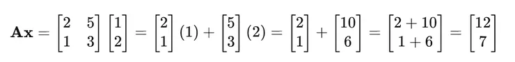 A x ＝ [ 2；1 ] ( 1 ) ＋ [ 5；3 ] ( 2 )