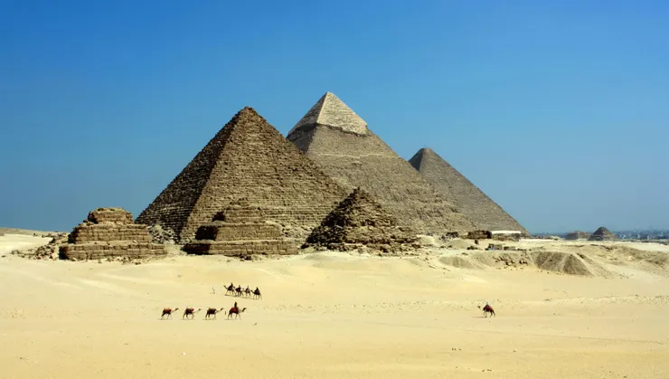 Giza Pyramids. Photo credit: https://www.pexels.com/photo/gray-pyramid-on-dessert-under-blue-sky-71241/