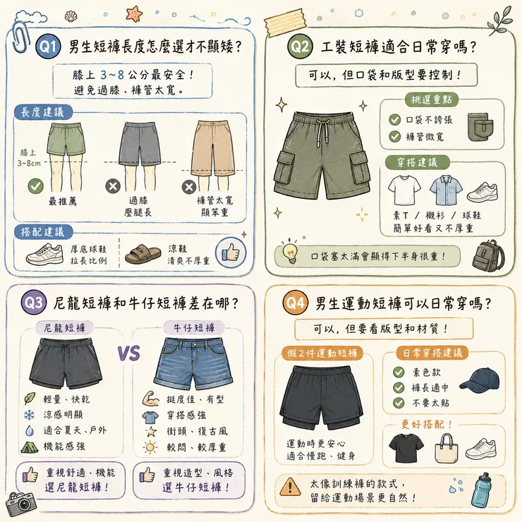 男生短褲常見問題:長度、版型、材質怎麼選