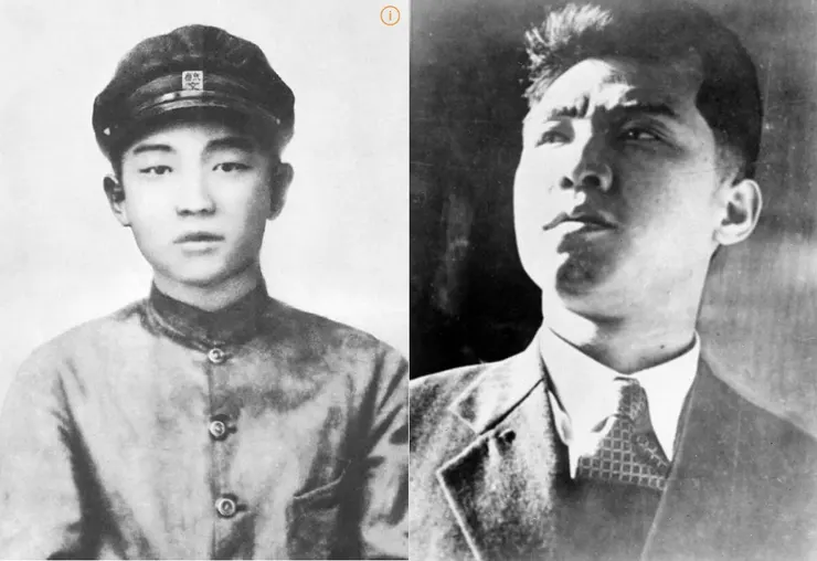 左:1927年 15歲的金日成. 右:1945年 33歲的金日成 (韓戰歷史資料)