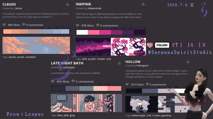 色票搭配組合取自：Lospec