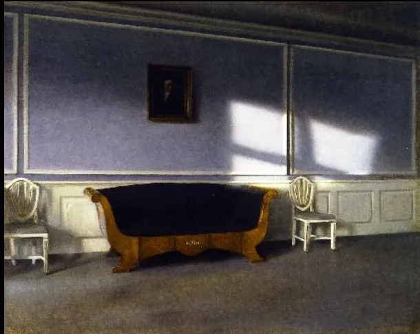 《陽光透過窗戶的室內景》（Sunlight in the Drawing Room, 1905）
