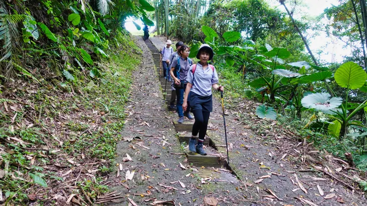 開始濕滑的下切路段