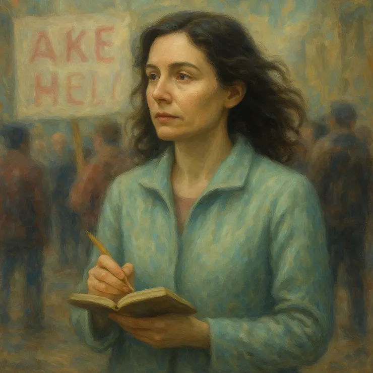 She traveled from town to town, collecting fragments of ideologies worn like armor. Her tools weren’t high-tech scanners or machines, but a battered notebook, her memory, and an uncanny gift for listening to garments.