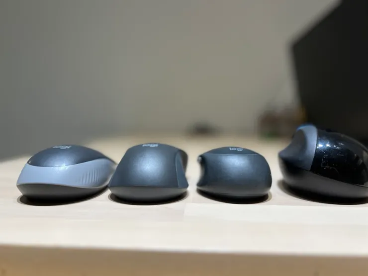 由左到右為，M190、M750L、M590、微軟小饅頭