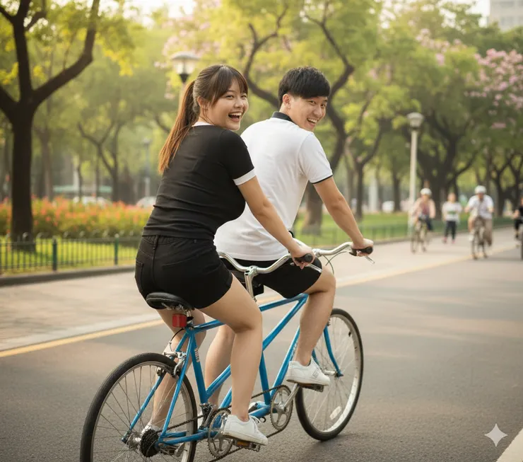 黃鈺程團的第二次騎行,圖為陳汝蓁(女)與黃鈺程(男)