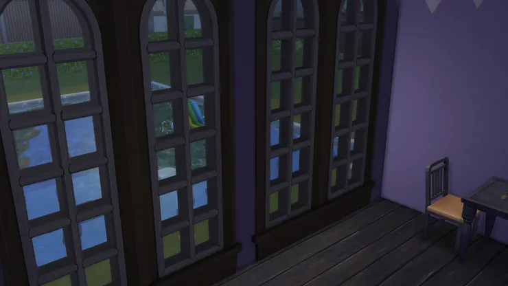 這房間的大窗能看見泳池。