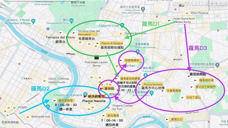 羅馬3天2夜行程地圖