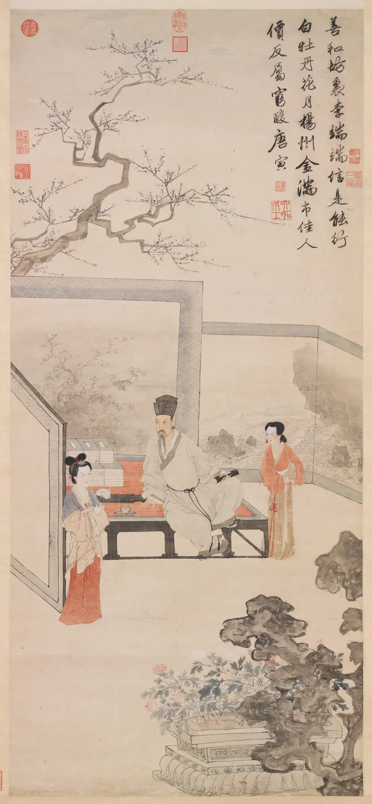 明唐寅倣唐人仕女 軸 圖片來源:國立故宮博物院