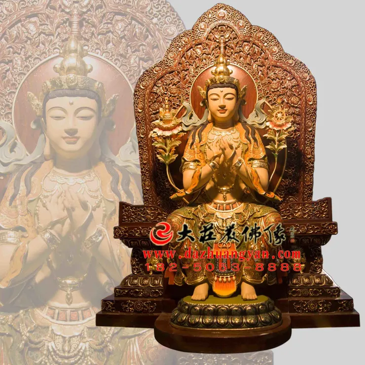 彩繪天冠彌勒佛像