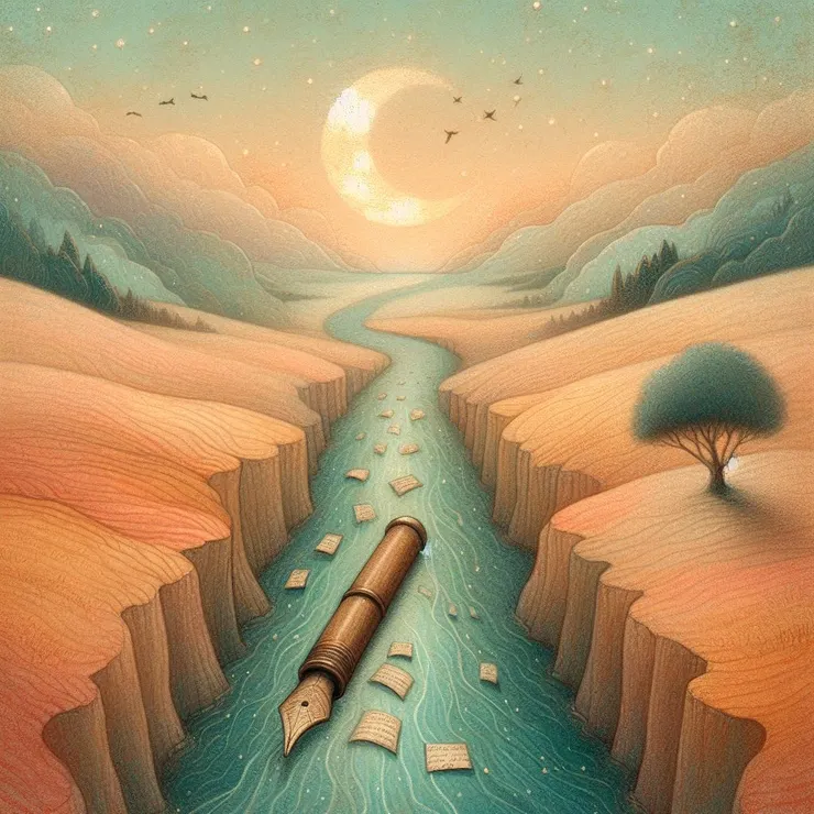 作者以 Bing Image Creator生成圖像，靈感來自《靜悄悄的時間》詩作意象（僅供本文使用，未經授權請勿擷取或另作用途。）