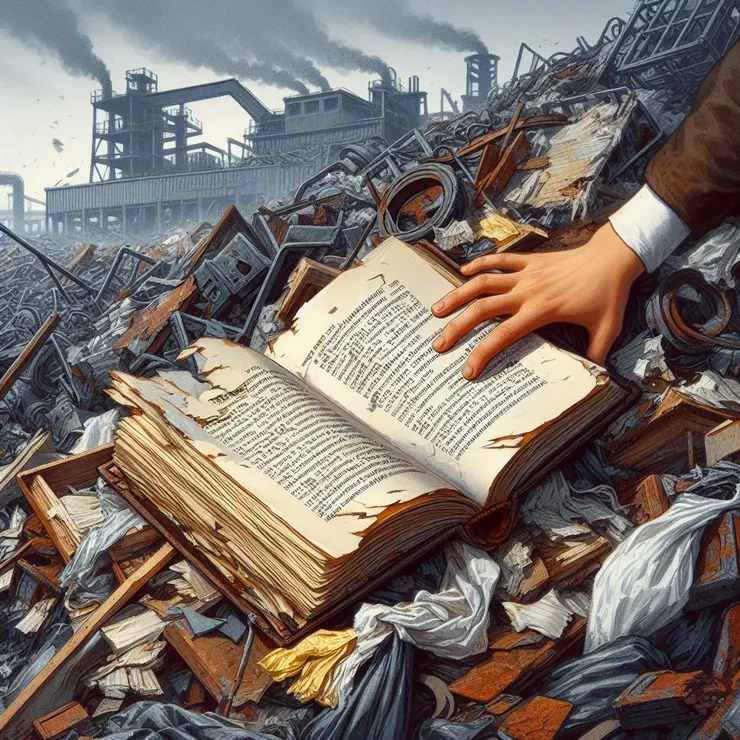 垃圾堆與破舊書本