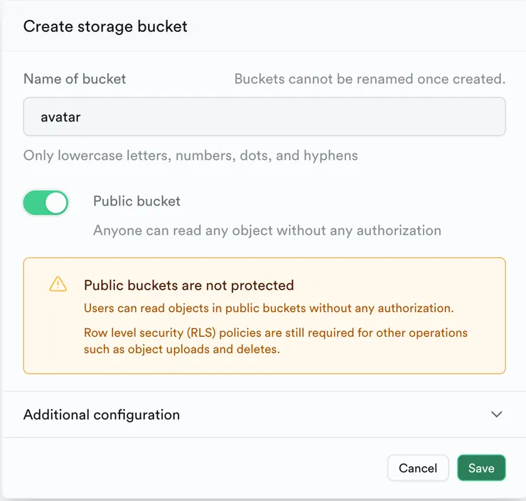 新增第一個bucket