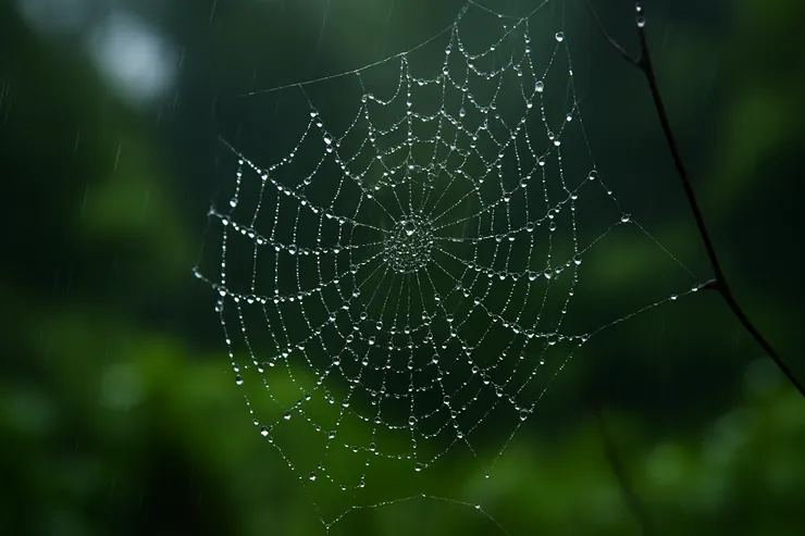 雨中的蜘蛛網