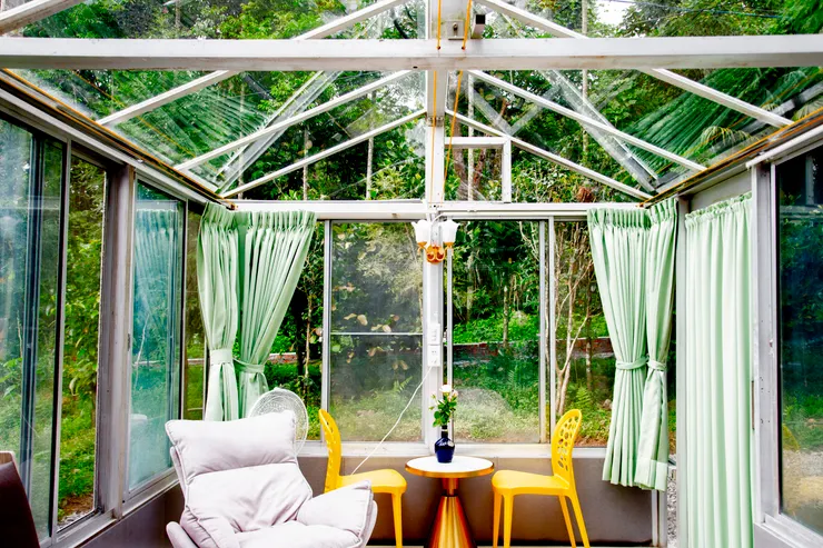 採光充足的林中玻璃小屋