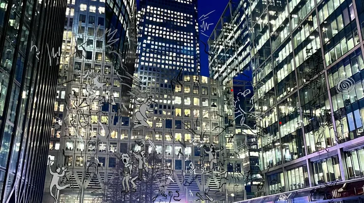 這批照片經AI處理，呈現我當時對於金絲雀碼頭的印象