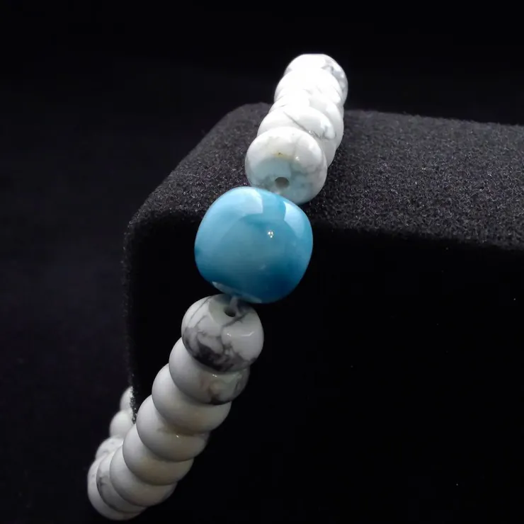 海紋石與白松石 安穩之石 男士手鍊