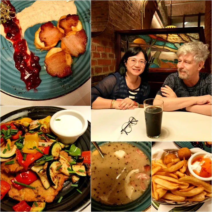 【我們在C.K. Browar點的食物，JB和克里斯喝了生啤、黑啤各一杯。】