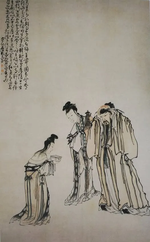 圖為清代黃慎〈韓琦簪花圖〉，185×114cm，現存廣州美術館