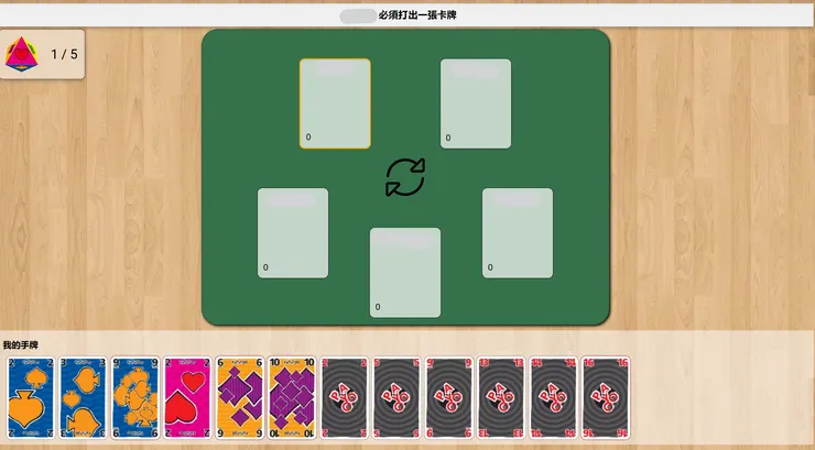 換牌結束後決定 Papayoo 牌 (本回合為愛心7)