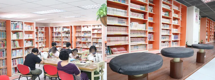 鹽埕分館 / 漫畫圖書第一區，閱讀座位。