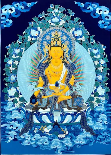 藏傳地藏菩薩(右手捧摩尼寶，左手捧火焰寶）~網路截圖