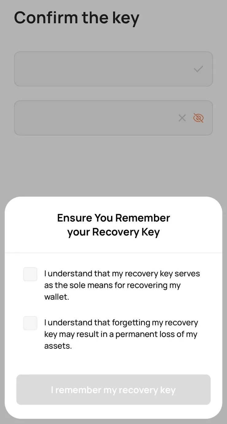 出現儲存私鑰提示