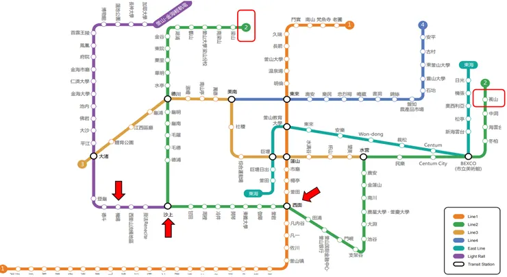 釜山地鐵圖 source:東南旅遊