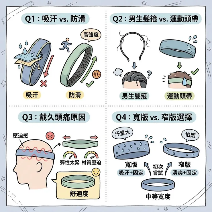 運動頭帶常見問題：吸汗、防滑、男生髮箍一次看