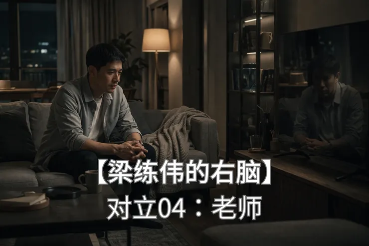 梁练伟夜里独坐客厅沙发，黑屏反光里神情更加疲惫