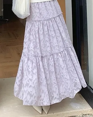 【HARPER】品牌自訂奶油蕾絲蛋糕長裙