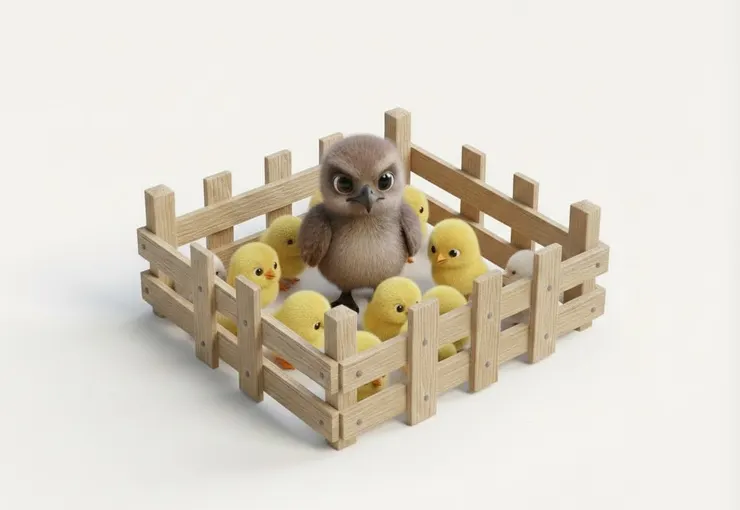 被關在一群小雞裡的老鷹