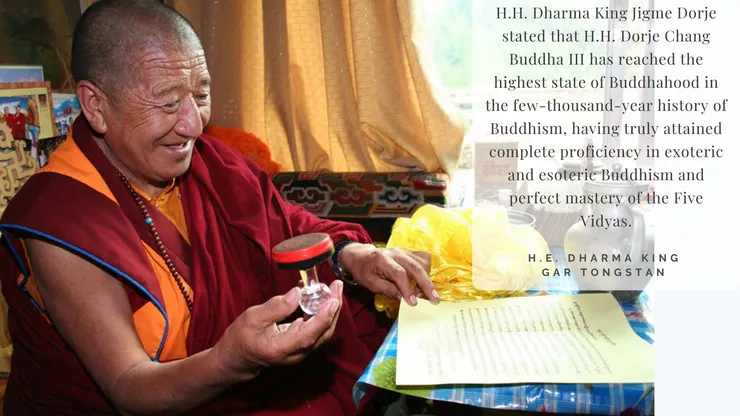 Recognitions and Congratulations to H.H. Dorje Chang Buddha III from Supreme World-Leader of the Jonang Sect: H.H. Dharma King Jigme Dorje